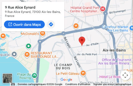 vue google maps - Cabinet Caroline Magne massage et thérapie à aix les bains
